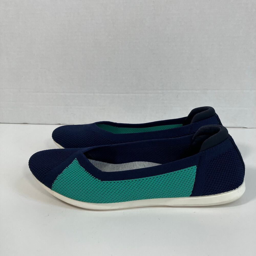 Clarks Womens Sz 7 Cloudsteppers Carly Wish Ballet Flats Blue Green Comfortable